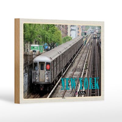 Targa in legno da viaggio 18x12 cm New York USA Metropolitana metropolitana decorazione in latta