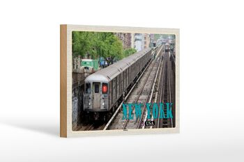 Panneau en bois voyage 18x12 cm New York USA Subway décoration en tôle 1