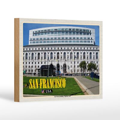 Holzschild Reise 18x12 cm San Francisco Earl Warren Building Gericht