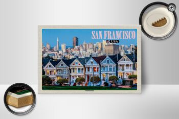 Panneau en bois voyage 18x12 cm San Francisco USA décoration maisons victoriennes 2