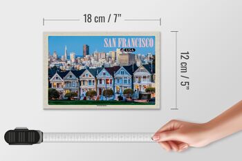 Panneau en bois voyage 18x12 cm San Francisco USA décoration maisons victoriennes 4