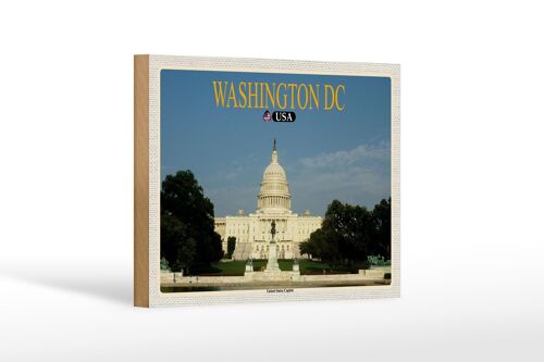 Holzschild Reise 18x12 cm Washington DC USA United States Capitol