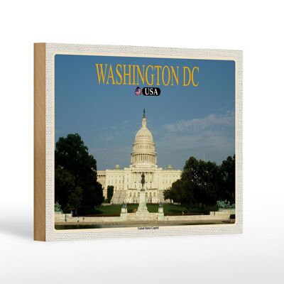 Cartello da viaggio in legno 18x12 cm Washington DC USA Campidoglio degli Stati Uniti
