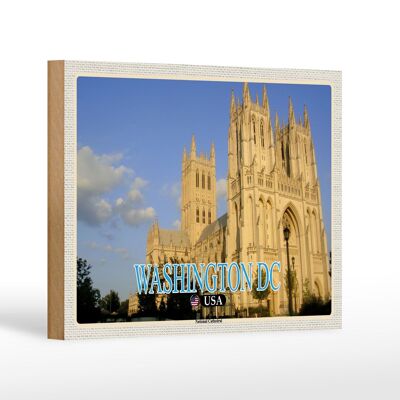 Cartel de madera de viaje 18x12 cm decoración de la Catedral Nacional de Washington DC EE. UU.
