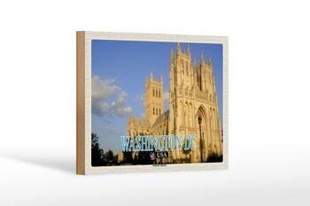 Panneau en bois voyage 18x12 cm, décoration de la cathédrale nationale de Washington DC USA 1