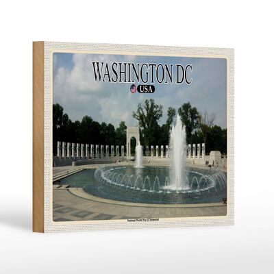 Cartel de madera de viaje 18x12 cm Washington DC Estados Unidos Memorial Nacional de la Segunda Guerra Mundial