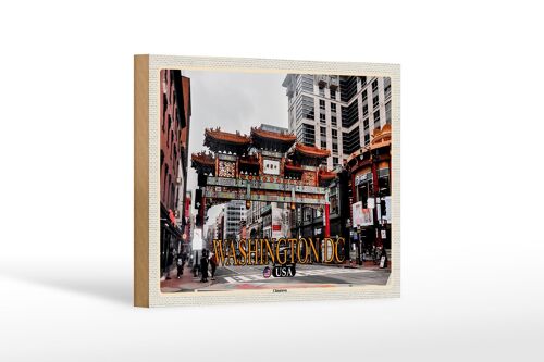 Holzschild Reise 18x12 cm Washington DC USA Chinatown Dekoration