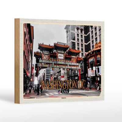 Cartel de madera viaje 18x12 cm Washington DC USA Decoración Chinatown