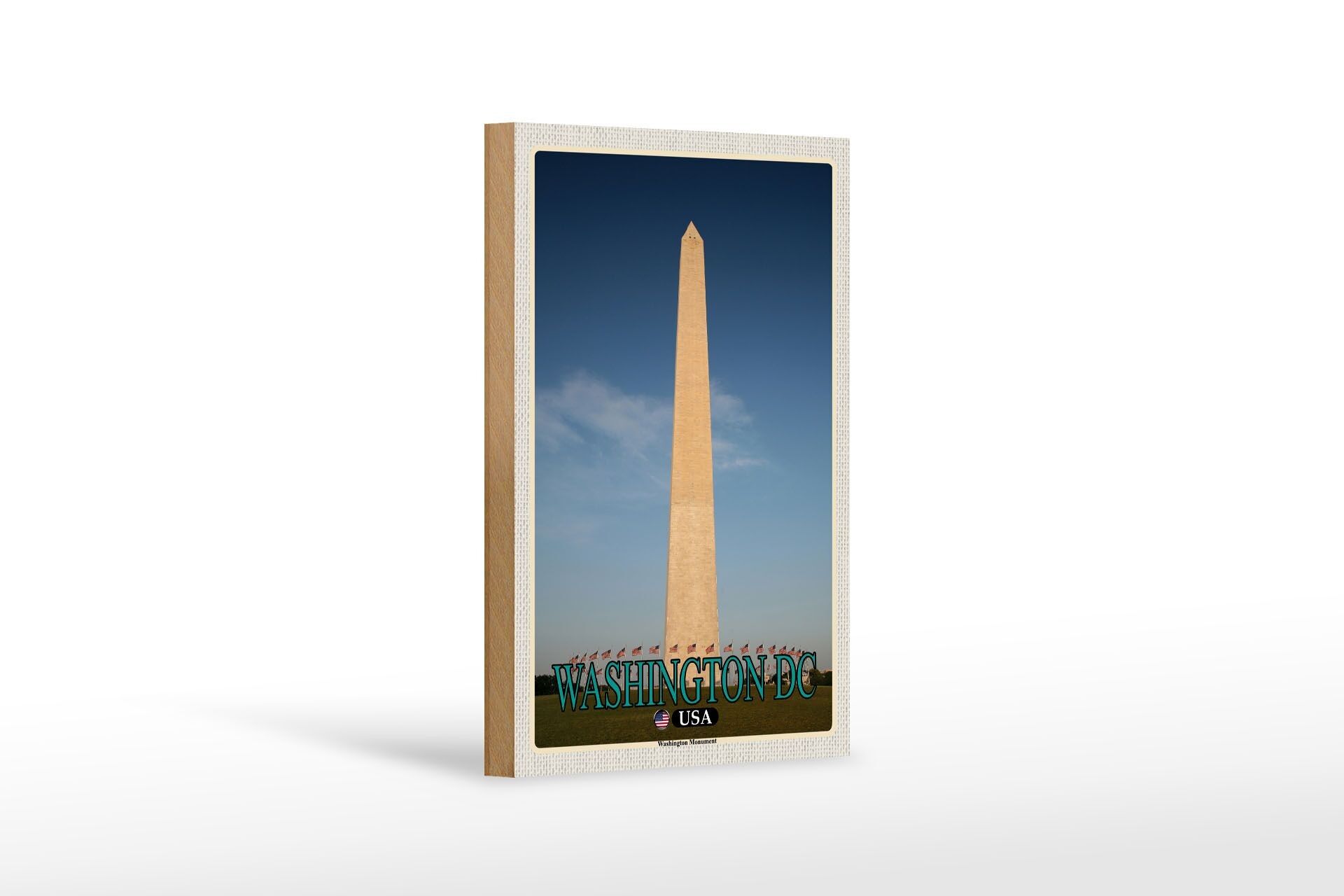 Cartel de madera viaje 12x18 cm Washington DC EE.UU. Monumento a Washington