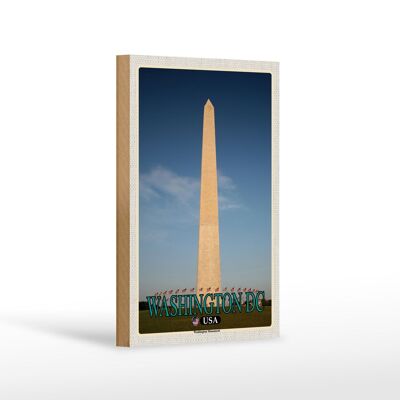 Cartel de madera viaje 12x18 cm Washington DC EE.UU. Monumento a Washington