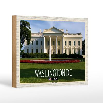 Holzschild Reise 18x12 cm Washington DC USA White House Präsident