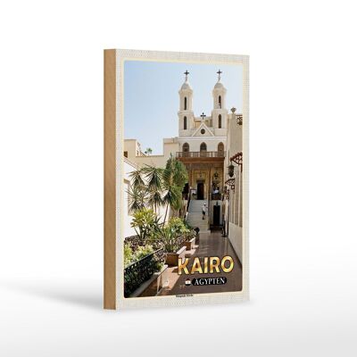 Wooden sign travel 12x18 cm Cairo Egypt hanging church decoration