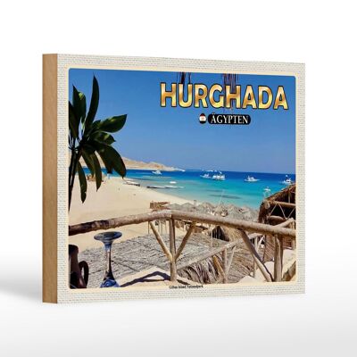 Cartel de madera viaje 18x12 cm Hurghada Egipto Decoración Parque Nacional Giftun