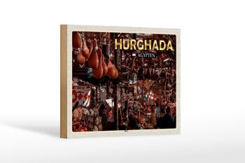 Panneau en bois voyage 18x12 cm Hurghada Egypte bazar cadeau 1