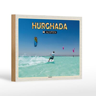 Cartel de madera viaje 18x12 cm Hurghada Egipto kitesurf decoración navideña