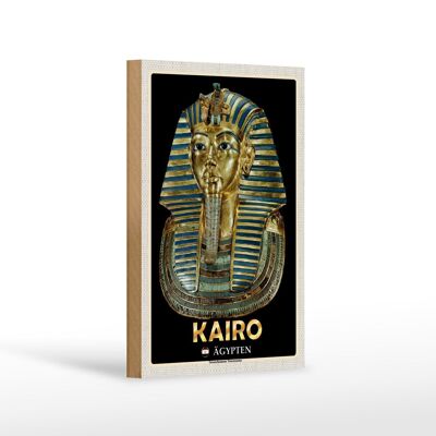 Cartel de madera viaje 12x18 cm El Cairo Egipto Máscara mortuoria de Tutankamón