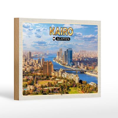 Cartel de madera viaje 18x12 cm El Cairo Egipto Río Nilo regalo