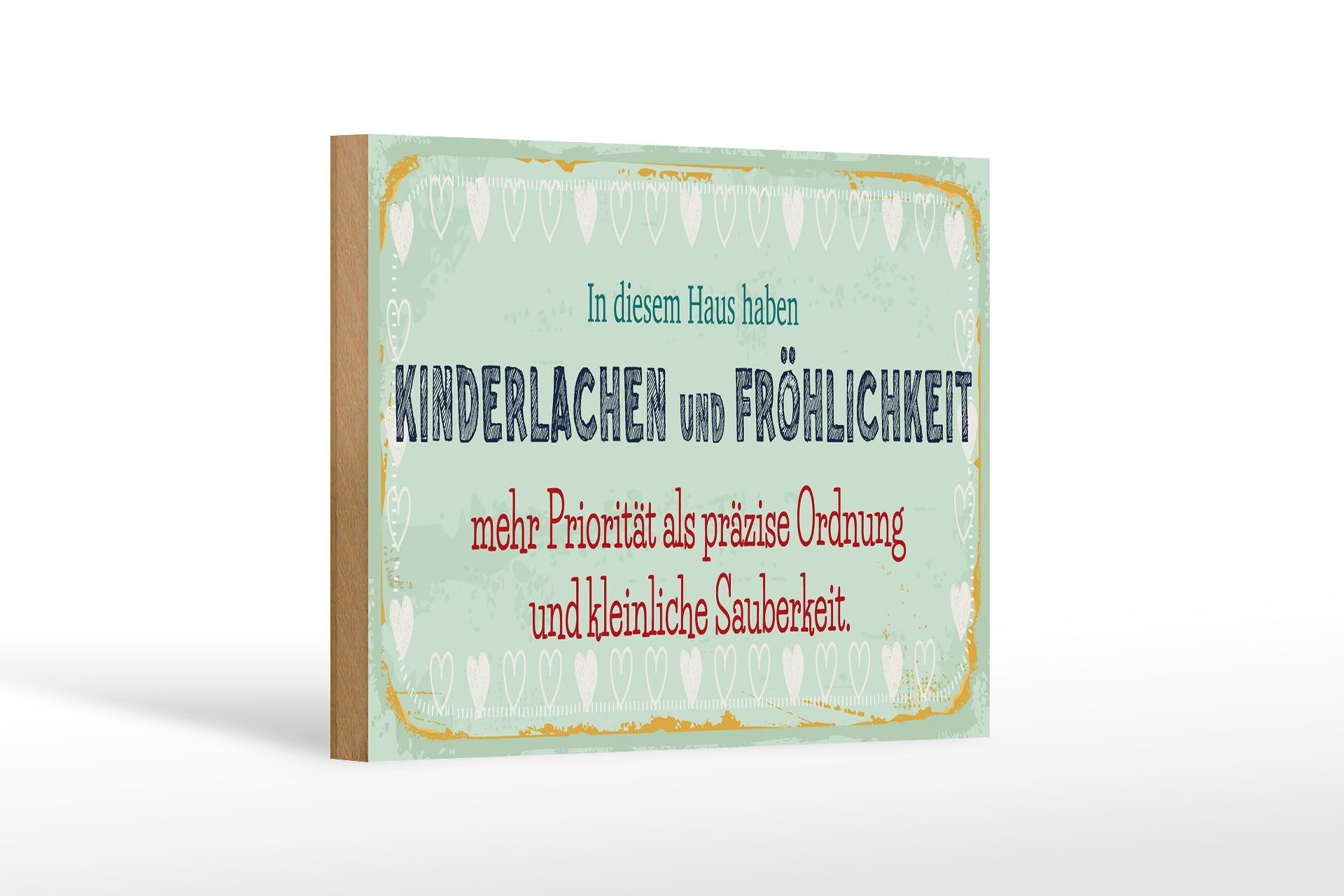 Cartello in legno con scritta 18x12 cm decorazione risate e felicità dei bambini