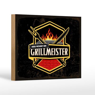 Holzschild Spruch 18x12 cm Hier wohnt ein Grillmeister Dekoration