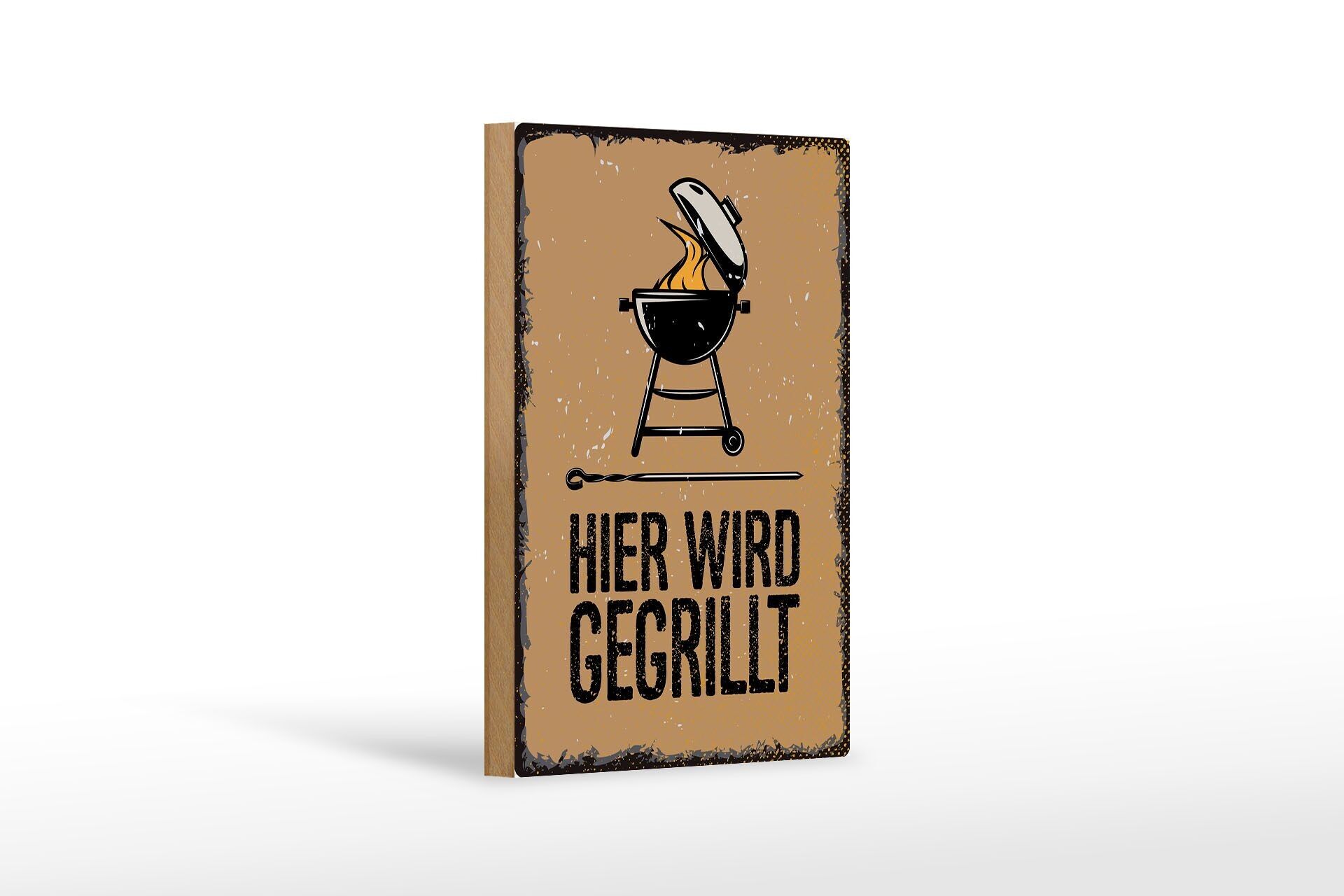Cartello in legno con scritta 12 x 18 cm Qui è dove grigliamo la decorazione della griglia del bollitore