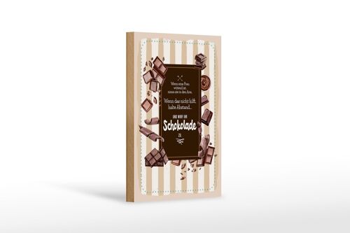 Holzschild Spruch 12x18 cm Wenn Frau wütend wirf Schokolade Dekoration