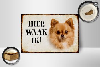 Panneau en bois avec inscription « Dutch Here Waak ik Chihuahua » 18 x 12 cm. 2