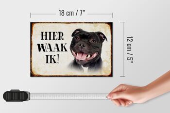 Panneau en bois indiquant 18x12 cm Dutch Here Waak ik Staffordshire Bull Terrier 4