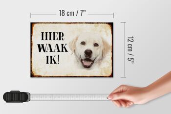 Panneau en bois disant 18x12 cm Dutch Here Waak ik décoration Labrador beige 4