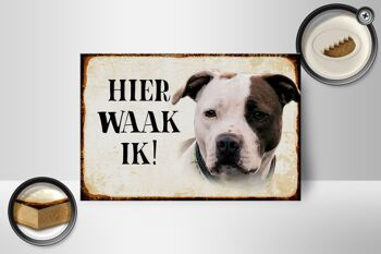 Panneau en bois disant 18x12 cm Dutch Here Waak ik American Pitbull Terrier 2