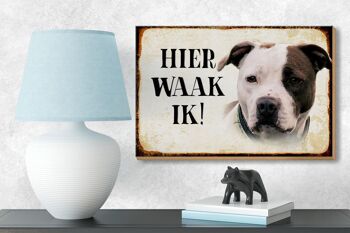 Panneau en bois disant 18x12 cm Dutch Here Waak ik American Pitbull Terrier 3