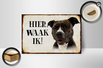 Panneau en bois avec inscription « Dutch Here Waak ik Pitbull Terrier » 18 x 12 cm. 2