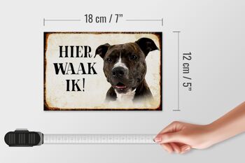 Panneau en bois avec inscription « Dutch Here Waak ik Pitbull Terrier » 18 x 12 cm. 4