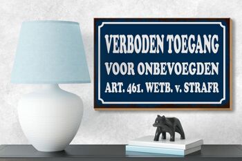 Panneau en bois avis 18x12 cm néerlandais Verboden toegang accès interdit décoration 3
