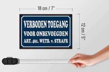 Panneau en bois avis 18x12 cm néerlandais Verboden toegang accès interdit décoration 4