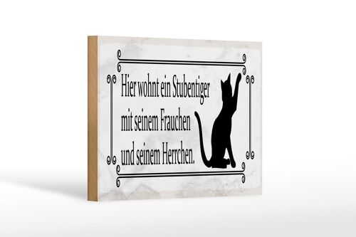 Holzschild Spruch 18x12 cm Katze hier wohnt ein Stubentiger Dekoration