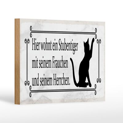 Holzschild Spruch 18x12 cm Katze hier wohnt ein Stubentiger Dekoration