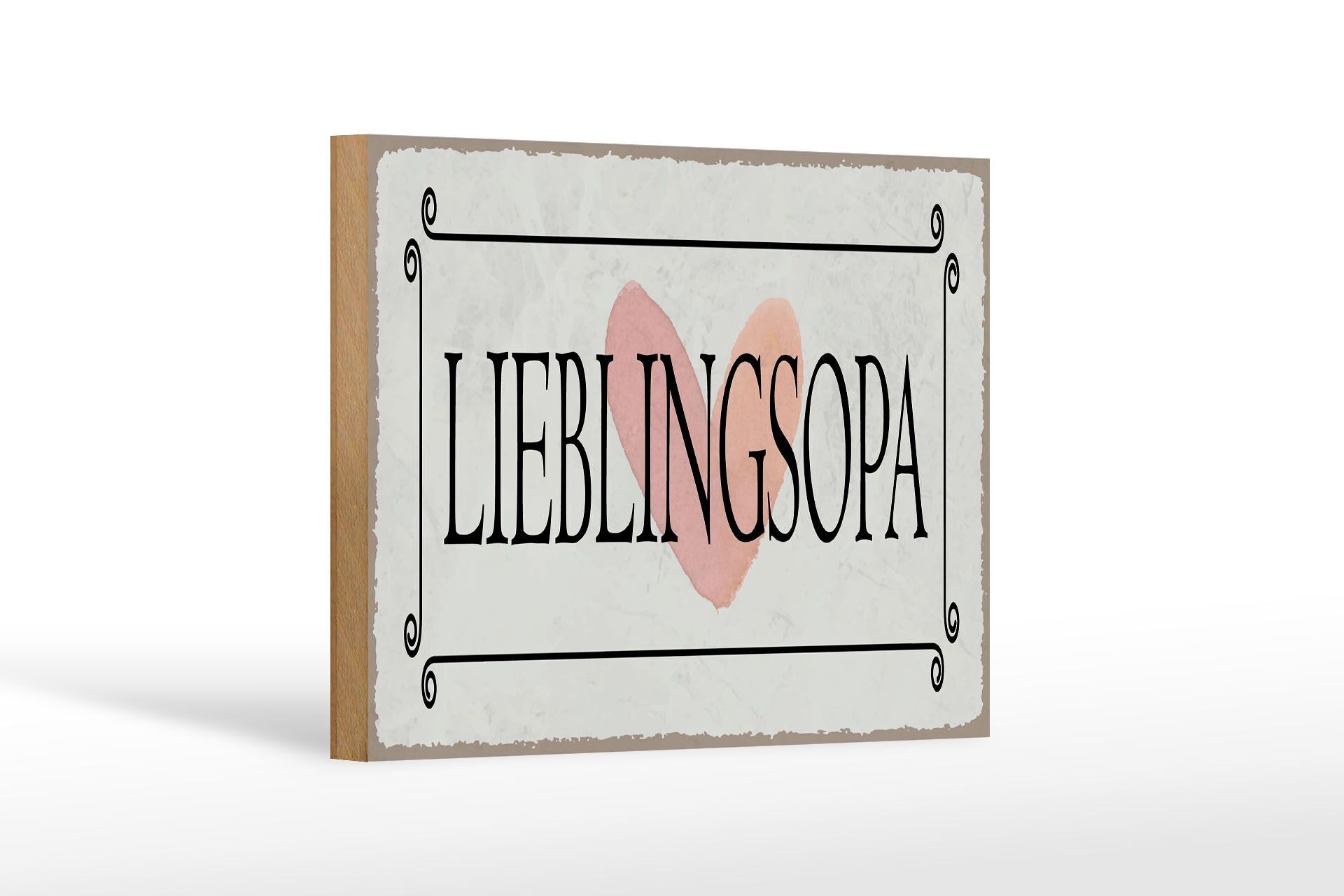 Holzschild Hinweis 18x12 cm Lieblingsopa Herz Geschenk Dekoration