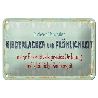 Blechschild Spruch 18x12cm Kinderlachen und Fröhlichkeit Dekoration