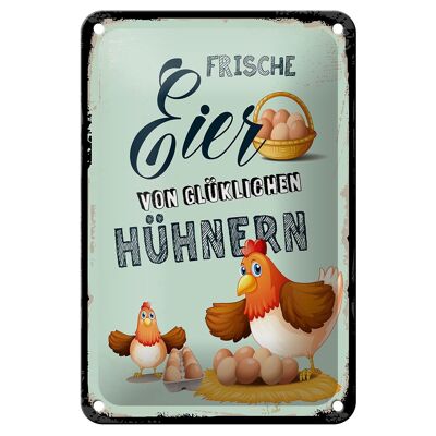 Metal sign notice 12x18cm Fresh eggs from happy chickens decoration