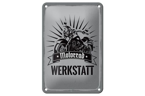 Blechschild Hinweis 12x18cm Motorrad Werkstatt blaues Dekoration