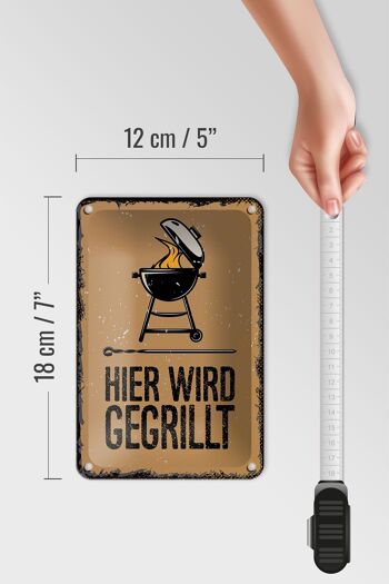 Plaque en étain disant 12x18cm Here we grill kettle grill decoration 5