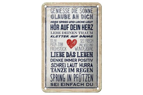 Blechschild Spruch 12x18cm genieße die Sonne Dekoration