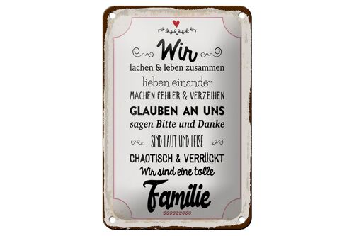 Blechschild Spruch 12x18cm Wir lachen und leben zusammen Dekoration