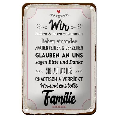 Blechschild Spruch 12x18cm Wir lachen und leben zusammen Dekoration