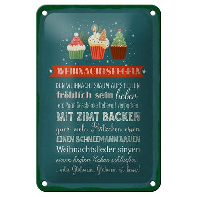 Blechschild Spruch 12x18cm Weihnachtsregeln Dekoration