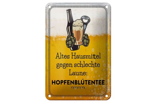 Blechschild Alkohol 12x18cm Altes Hausmittel Hopfenblütentee Dekoration