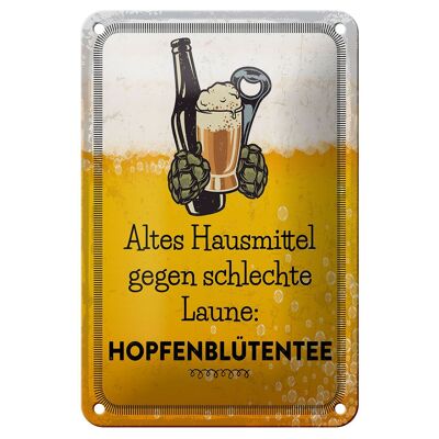 Blechschild Alkohol 12x18cm Altes Hausmittel Hopfenblütentee Dekoration