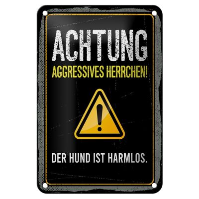 Metal sign notice 12x18cm Attention aggressive master dog decoration