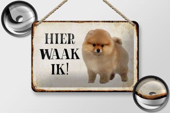Panneau en étain disant 18x12cm, décoration hollandaise Here Waak ik Pomeranian 2