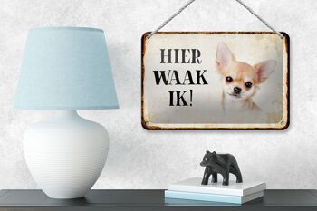 Panneau en étain avec inscription « Dutch Here Waak ik Chihuahua », décoration lisse, 18x12cm 4